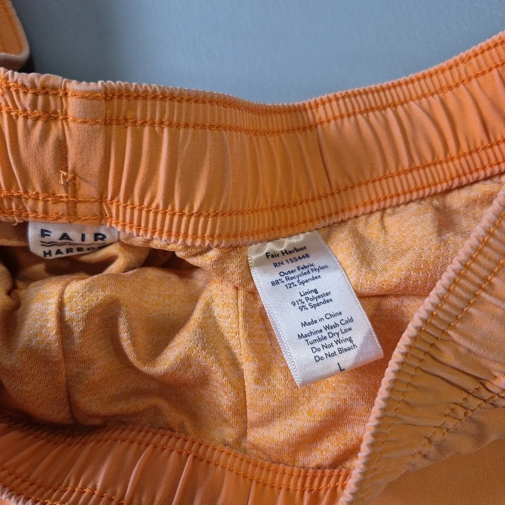 Fair Harbor Swim Trunks Mens Large Washed Orange Lined Shorts Travel Active 5